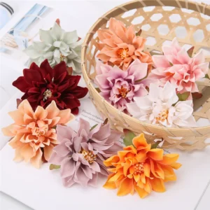 10/20Pcs Dahlie Blume Köpfe Künstliche Blume Für Wohnkultur Herbst Blumen Hochzeit Party Kranz Seide