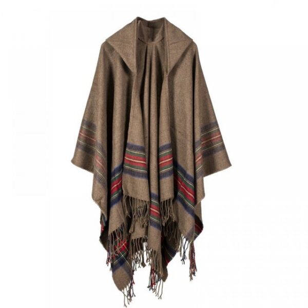 Aatrx Fleeceponcho Herbst und Winter warmer Poncho mit Kapuze, warmer Reiseschal, kariert (1-St)