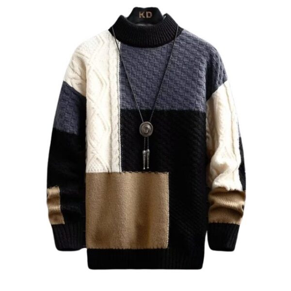 Zimtky Sweater Herren Herbst Winter Pullover Casual Fashion Patchwork Pullover